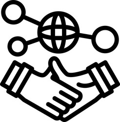 hand holding a handshake for networking linear vector image