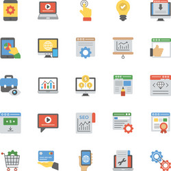 seo and web optimization flat icons set vector image