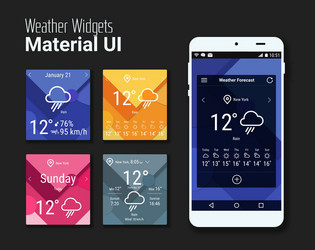 weather widgets ui and ux material kit vector image