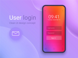 Clean mobile ui design concept login application vector