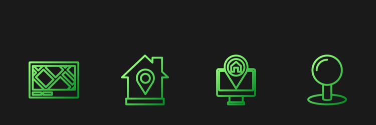 set line monitor with map location gps device vector image