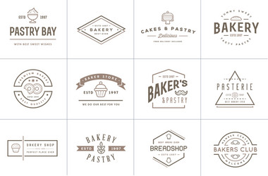 set of bakery pastry elements and bread icons can vector image