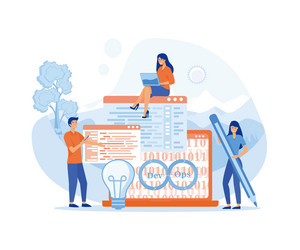 devops software team of programmer development vector image