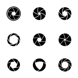 Black Camera Shutter Icons vector image