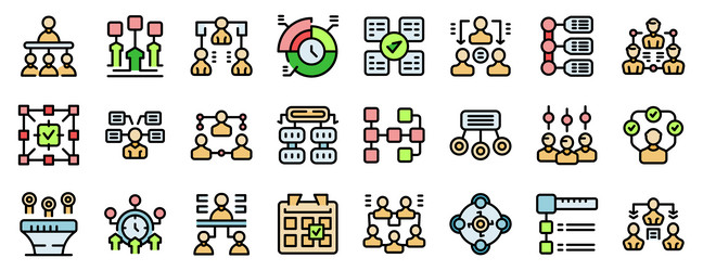business structure and hierarchy icons set showing vector image