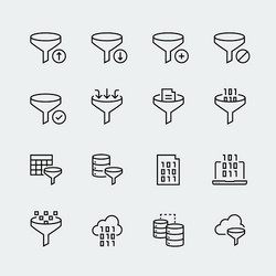 Process data analysis icon set in thin line style Vector Image