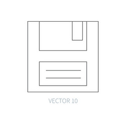flat line computer part icon - floppy disk vector image