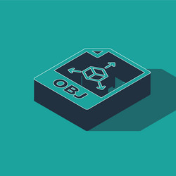 isometric obj file document download button vector image