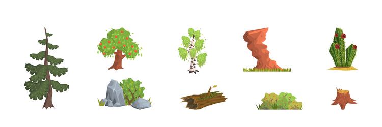 landscape object and element with tree log vector image