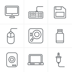line icons style computer set design vector image