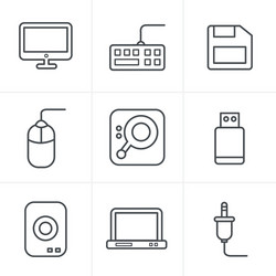 Line icons style computer set design vector