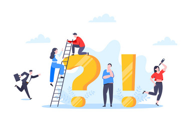q and a or faq concept with tiny people characters vector image