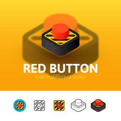 red button icon in different style vector image