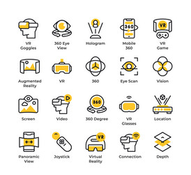 Virtual reality icons editable stroke vector