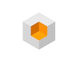 abstract isometric cube with a vibrant inner vector image