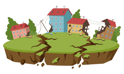 cartoon earthquake natural disaster earth crust vector