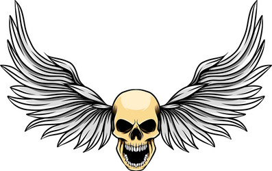 dashing wings with human dead skull Vector Image