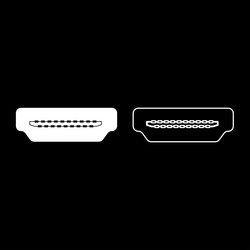 hdmi port socket set icon white color image solid vector image
