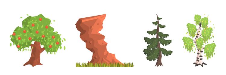 Landscape object and element with tree rock vector