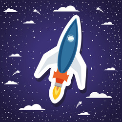 rocket over background with clouds design vector image