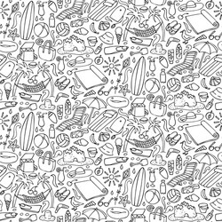Beach Doodle Pattern Vector Image