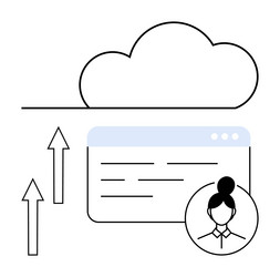 cloud data upload with user profile and interface vector image