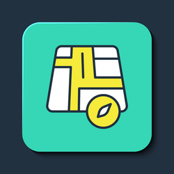 filled outline map pointer with taxi car icon vector image