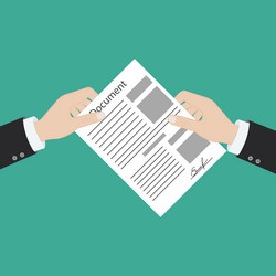 hand keeping an document and another vector image