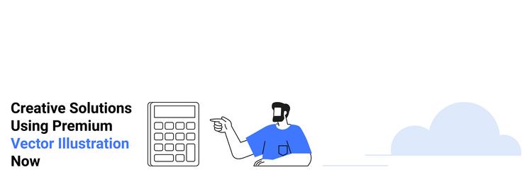 man pointing at calculator with cloud design vector image