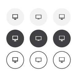 set 3 simple design monitor icons rounded vector image