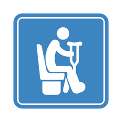 Sitting disabled man with a crutches detailed vector