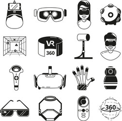 Symbols of virtual reality game panoramic in 3d vector