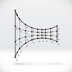 abstract 3d wireframe shape with connected vector image