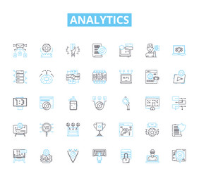 analytics linear icons set data metrics vector image