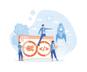 devops developers characters software delivery vector image