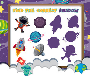 find the correct shadow game template of space vector image