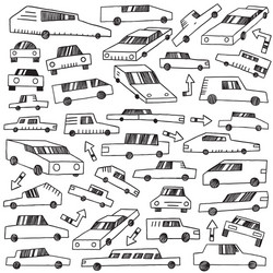 Sketchy Car Doodles Vector Image