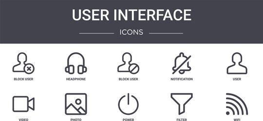 user interface concept line icons set contains vector image