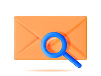 3d mail envelope with magnifying glass isolated vector