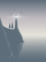 Foggy Lighthouse Coast Vector Image