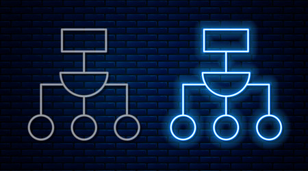 glowing neon line algorithm icon isolated on brick vector image