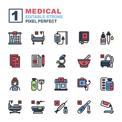 icon set medical made with line color technique vector image