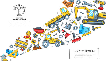 Linear construction colorful concept vector