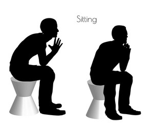 man in sitting pose on white background vector image