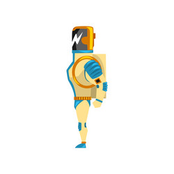 robot cyborg superhero costume side view vector