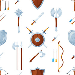 seamless pattern showcasing medieval weapons vector image