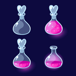 set of cartoon bottles potion vector