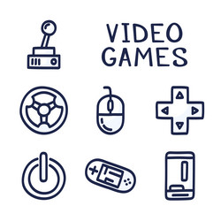 set of doodle icons related to computer games vector image