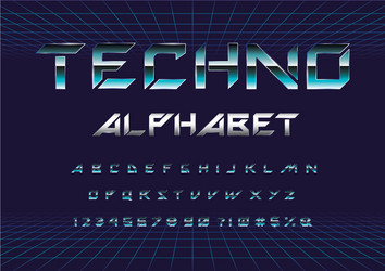 Techno font vector