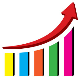 vibrant bar chart with upward arrow vector image